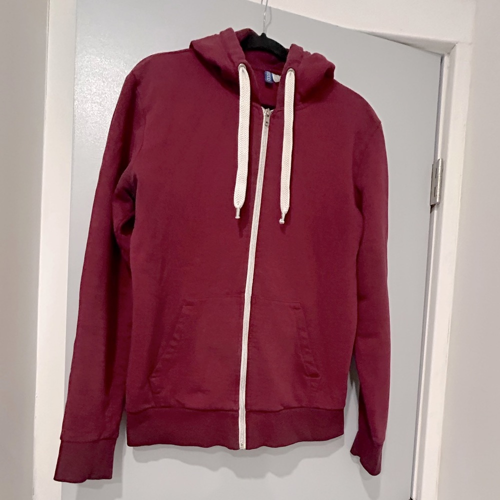 Divided Zip up Hoodie - Red